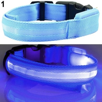 Gambar Bluelans(R) Puppy Dog Cat Night Safety Flashing Luminous LED Light Adjustable Pet Collar M (Blue)   intl