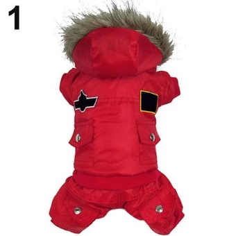 Gambar Bluelans(R) Puppy Dog Cat Winter Warm Patches Hooded Button Down Jacket Coat Pet Clothes XS (Red)   intl