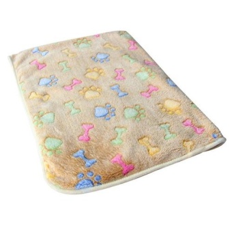 Gambar Bluelans(R) Warm Pet Mat Cat Dog Puppy Paw Bone Printed Soft Fleece Blanket Bed Cushion 20*20cm (Brown Bone)   intl