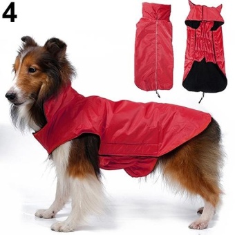 Gambar Bluelans(R) Waterproof Big Pet Dog Fashion Waistcoat Jacket Fleece Lined Raincoat Clothes L (Red)   intl