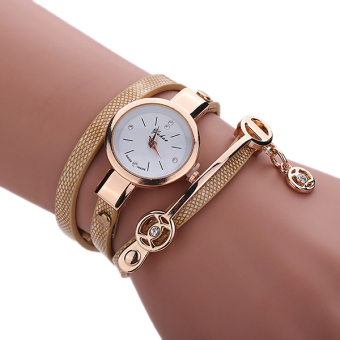 Bluelans® Women Slim Faux Leather Strap Analog Crystal Dial Quartz Wrist Watch Beige  