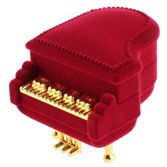 Gambar BolehDeals Fashion Merah Piano Bentuk Cincin Anting Anting Kalung Liontin Kotak Perhiasan Kotak Hadiah