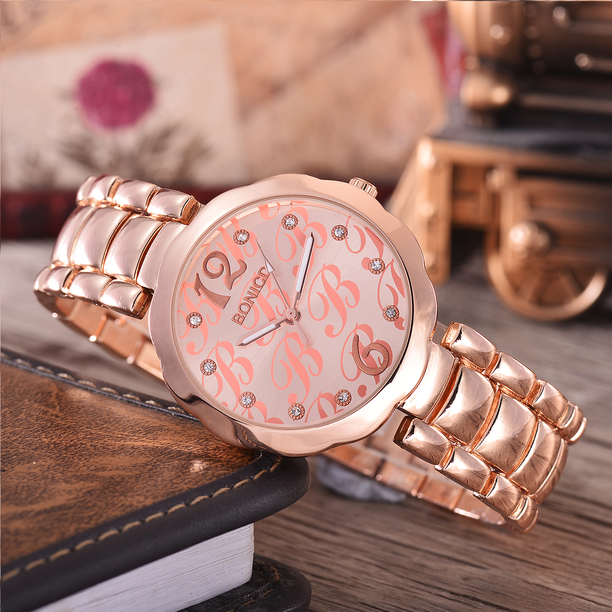Bonico Jam Tangan Wanita Body RoseGold RoseGold Dial RoseGold Band .