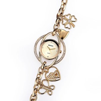 boyun 2016 Brand Luxury Crystal Gold Watches Women Fashion Causual Dress Bracelet Quartz Watch Shock Waterproof Feminino (gold gold)  
