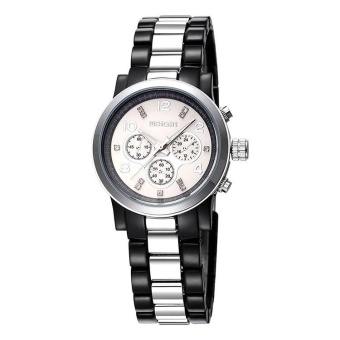 boyun WEIQIN Brand Women Watches Trendy Fashion Rose Gold White Rhinestone Round Dial Quartz Wrist Watch Clock Feminino (black white)  