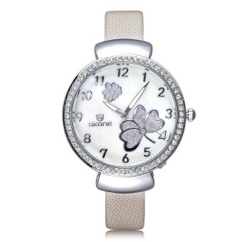 boyun Women Watch Quartz Watches Women Luxury Rhinestones Watches Fashion Watch Luminous PU Leather Wristwatches Skone Brand (white silver)  