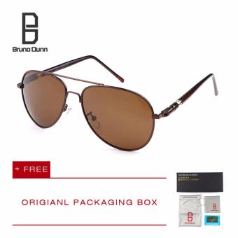 Gambar Bruno Dunn Brand MB 209 brand designer men aviator sunglasses HD polarized glases (tea frame)   intl