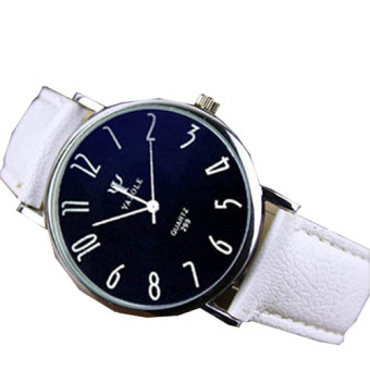 Business Lovers Table Leather Belt Waterproof Quartz Watch (White)- - intl  