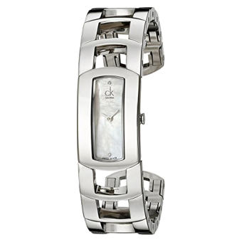 Calvin Klein Women's K3Y2M11T 'Dress' Mother of Pearl Dial Stainless Steel Bangle Swiss Quartz Watch - Intl  