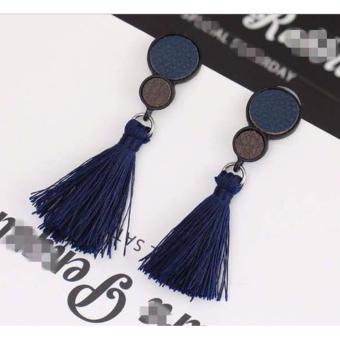 Gambar Cannies Anting Korea Drop Leather Round Long Tassel Earrings   APR005