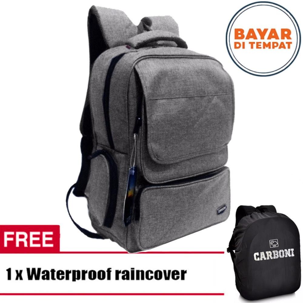 Carboni Backpack Tas Ransel Laptop Korean AA00026 17 - Coffee + Raincover