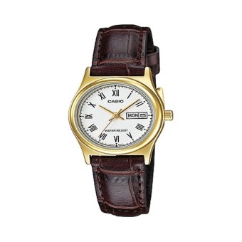 Gambar Casio Analog Jam Tangan Wanita   Gold   Strap Kulit   LTP V006GL 7B