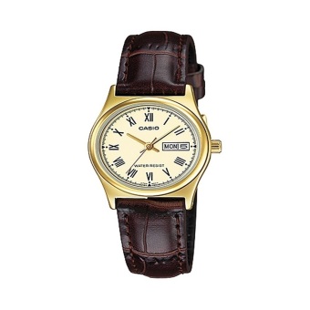 Gambar Casio Analog Jam Tangan Wanita   Gold   Strap Kulit   LTP V006GL 9B