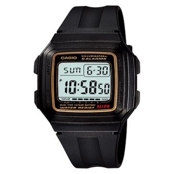 Gambar Casio Digital Jam Tangan Pria   Hitam   Strap Karet   F 201WA 9A