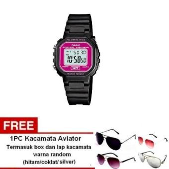 Casio Digital Watch LA20WH-4ADF - jam tangan wanita - resin - hitam+ Free 1pc kacamata aviator dengan warna random termasuk kotak kacamata dan lap kacamata  