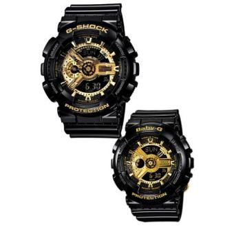 Gambar Casio G Shock and Baby G Couple Black Resin Strap Watches GA 110GB 1A   BA 110 1A