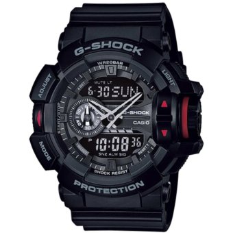 Gambar Casio G Shock Dual Time Digital Analog   Jam Tangan Pria   Tali Rubber   GA 400 1BDR   Hitam