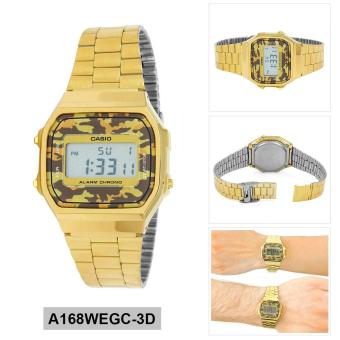 Gambar Casio Watch Vintage Gold Resin Case Stainless Steel Bracelet Unisex NWT + Warranty A168WEGC 3D