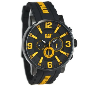 Gambar Caterpillar NJ.169.21.137 Jam Tangan Pria Hitam Kombinasi Kuning Rubber Strap