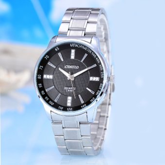 Gambar Cenozo   Jam Tangan Pria   Body Silver   Black Dial   \