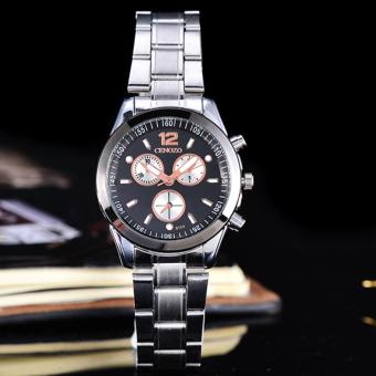 Gambar Cenozo   JamTangan Wanita   Body Silver   Black Rose Dial   Stainless Stell Band   CNZ RT 8104A L  SB Black dial StainlessStell Band