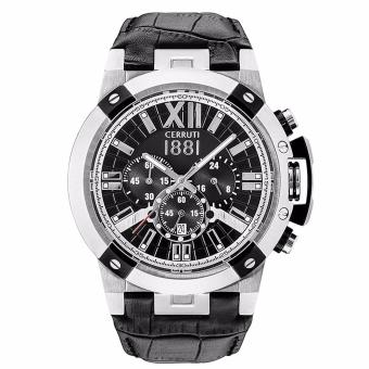 Gambar Cerruti CRA145SN02BK   Chronograph   Jam Tangan Pria   Bahan Tali Leather   Hitam