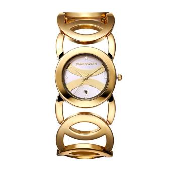 chechang 2016 Auto Date Brand Luxury Crystal Gold Watches Women Fashion Dress Bracelet Quartz Watch Shock Waterproof Feminino (gold white)  