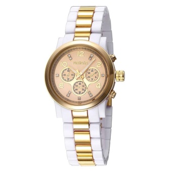 chechang WEIQIN Brand Women Watches Trendy Fashion Rose Gold White Rhinestone Round Dial Quartz Wrist Watch Clock Feminino (white gold)  