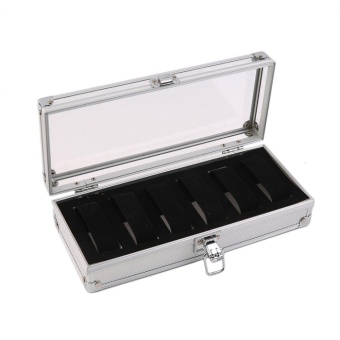 CHEER 6 Grid Slots Jewelry Watches Display Storage Box Case Aluminium Watch Box Silver - intl  