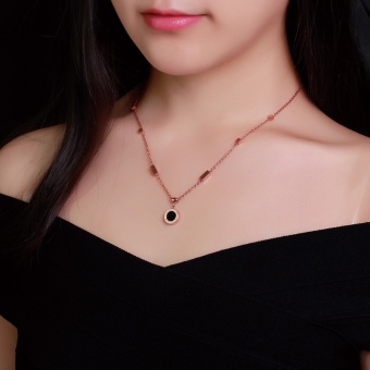 Gambar Cinta 18 K Korea Fashion Style Berlapis Emas Mawar Lingkaran Bulat Kalung Hadiah