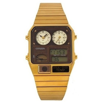 Citizen Retro Ana-Digi Temperature Classic Gold Tone Watch JG2002-53W(Multicolor) intl  