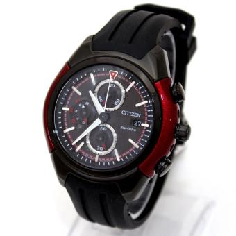 Gambar Citizen Watch Eco Drive Chronograph Black Stainless Steel Case Rubber Strap Mens NWT + Warranty CA0287 05E