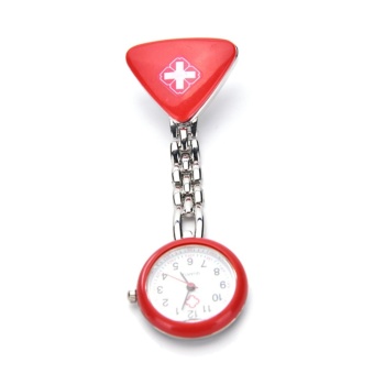 Clip Nurse Doctor Pendant Pocket Quartz Red Cross Brooch Nurses Watch Fob Red - intl  
