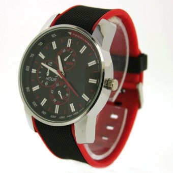 Colorful Women Men Couple Sport Silicone Jelly Quartz Analog Wrist Watch Red- - intl  