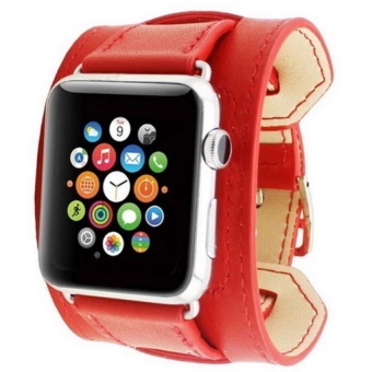 Cuff Leather Band for Apple Watch 38mm - Red  