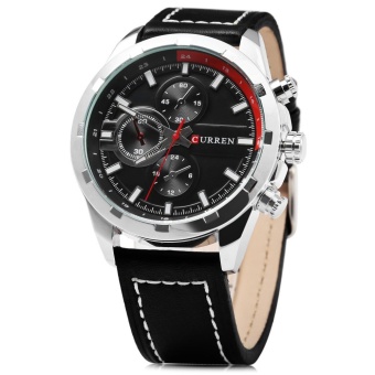 Curren 8216 Decoration Sub-dial Quartz Watch Genuine Leather Band for Men - intl  