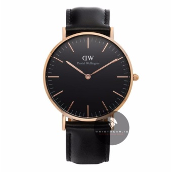 Gambar Daniel Wellington Classic Black Sheffield 36mm Rose Gold Case   Jam Tangan Wanita Perempuan Cewek   Strap Hitam Ring Rose Gold