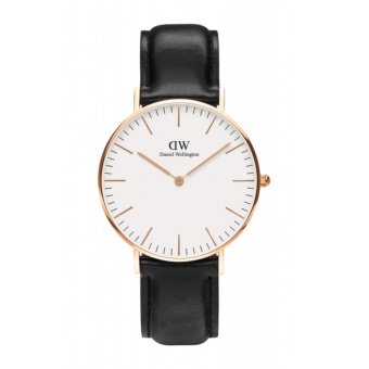 Gambar Daniel Wellington Classic Sheffield 36MM RoseGold   Jam Tangan Wanita Perempuan   Hitam Kulit Strap   Rose Gold Ring