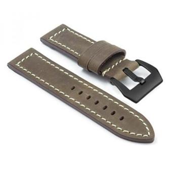 DASSARI Bentley Vintage Leather Watch Band for Panerai w/ Matte Black Pre V Buckle  