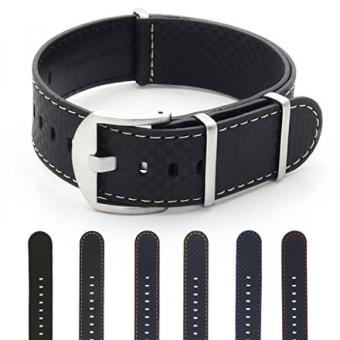 DASSARI Stealth Carbon Fiber NATO Strap Leather Watch Band  