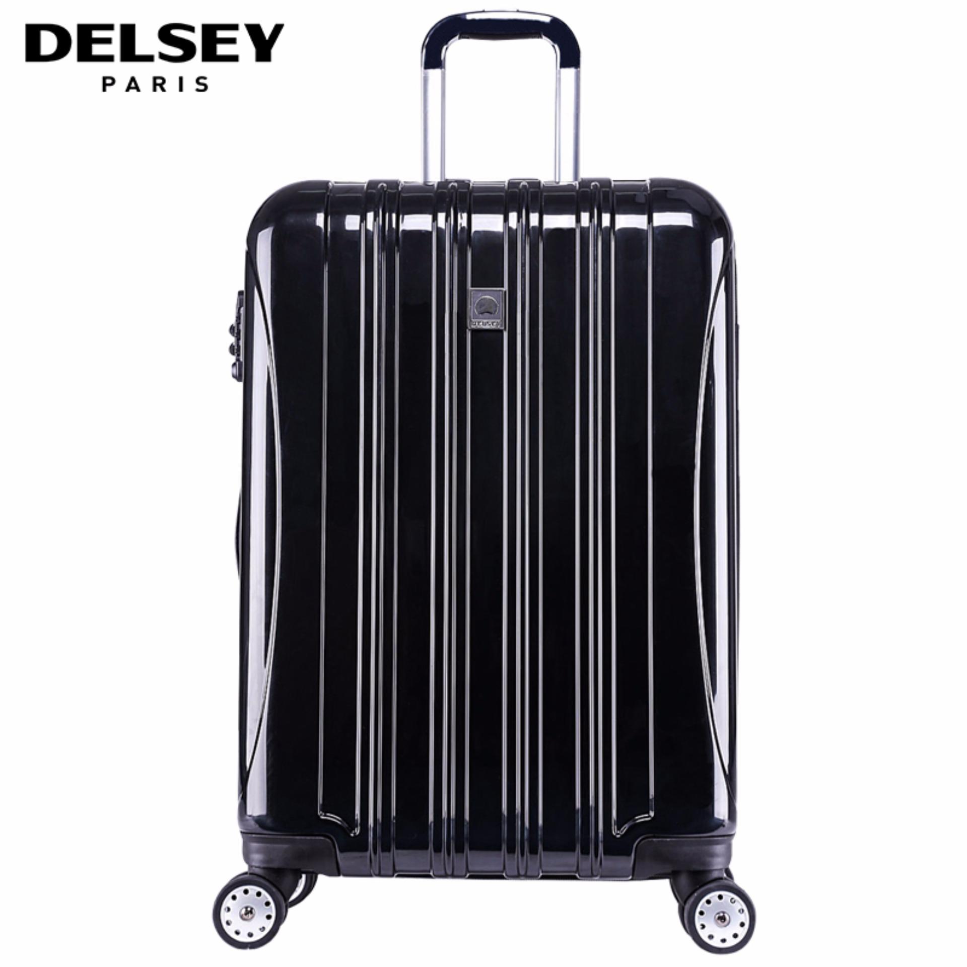 Delsey Helium Aero Tas Koper Travel 81cm Roda 4 Glossy Large Hard Case Trolley - Hitam  \