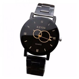 Desain Coconiey Hitam Stainless Steel Band Dial Jam Tangan Bulat Wanita Kuarsa Hadiah Hitam Gratis Pengiriman  