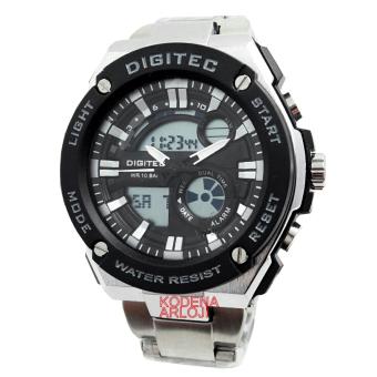 Digitec - DG3039M- Jam Tangan Pria - Strap Stainless Steel - Silver Hitam Putih  