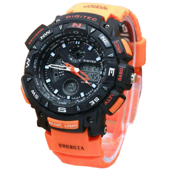 Gambar Digitec Energia H130D48DG2044TOHTM Dualtime Jam Tangan Pria Rubber Strap (Hitam)