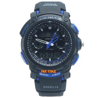 Gambar Digitec Original   DG2023M   Jam Tangan Pria Dual Time   Strap Karet   Hitam Biru