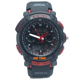 Gambar Digitec Original   DG2023M   Jam Tangan Pria Dual Time   Strap karet   Hitam Merah