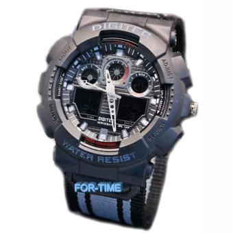 Gambar Digitec Original   DG2109M   Jam Tangan Pria Dual Time   Strap Kanvas   Hitam Abu