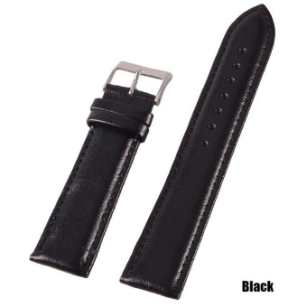DJ High Quality Store New 18Mm/20Mm/22Mm Genuine Leather Wrist Watchband Strap Stainless Steel Pin Buckle Black-18Mm - intl  