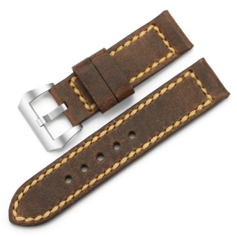 DJ Istrap 24Mm Leather Strap Mens Replacement Watch Band Double Layerfit Panerai Luminor Military - intl  