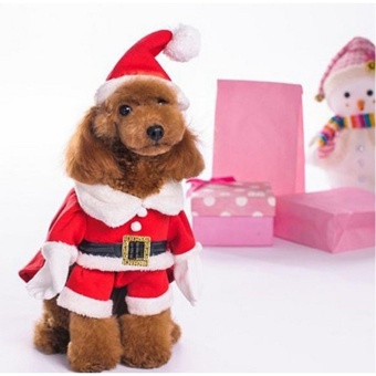 Gambar dmscs Dog Christmas Clothes Santa Claus Warm Jumpsuit for SmallDogs and Cats.   intl